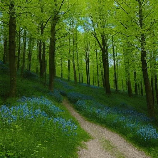 Abstract Color Field: Sky Blue, Green, and Yellow