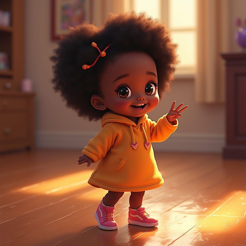 Joyful Black Girl Connects with Friend in Vibrant American S...