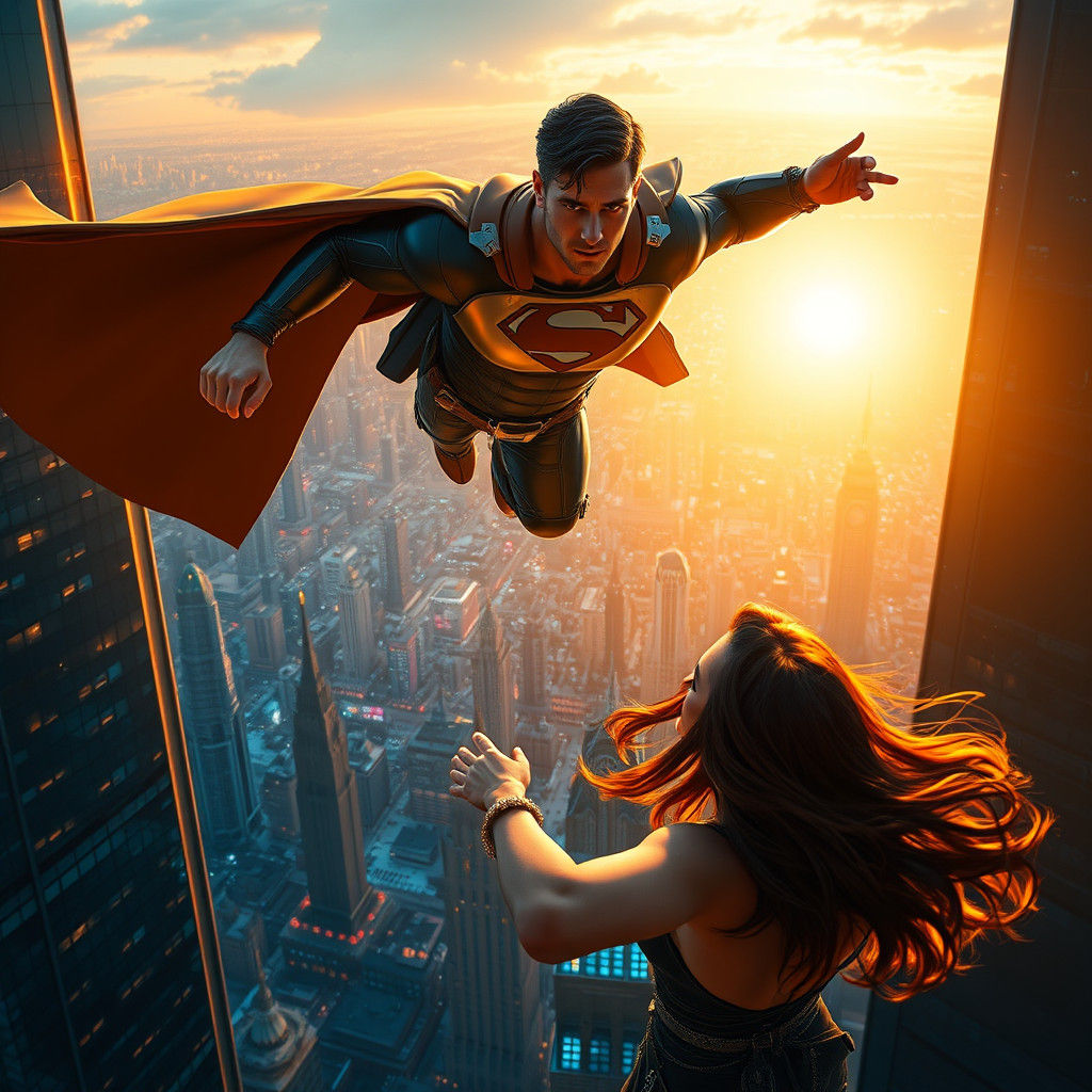 Superhero Leaps from Skyscraper in Metropolis Rescue