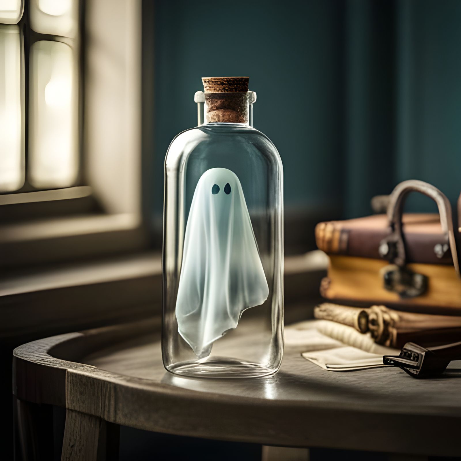 Ethereal Ghost Trapped Inside Glass Bottle