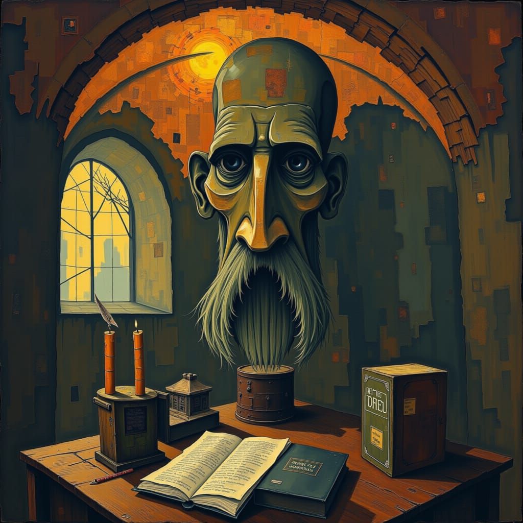 The Archivist Who Forgot: Gothic Surreal Image