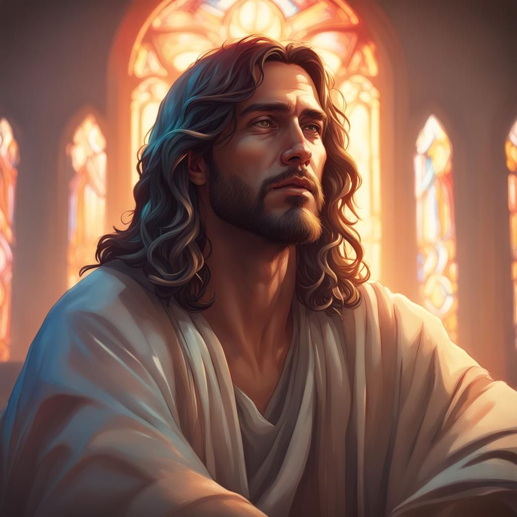 Jesus and Judas Portrait in Radiant Light