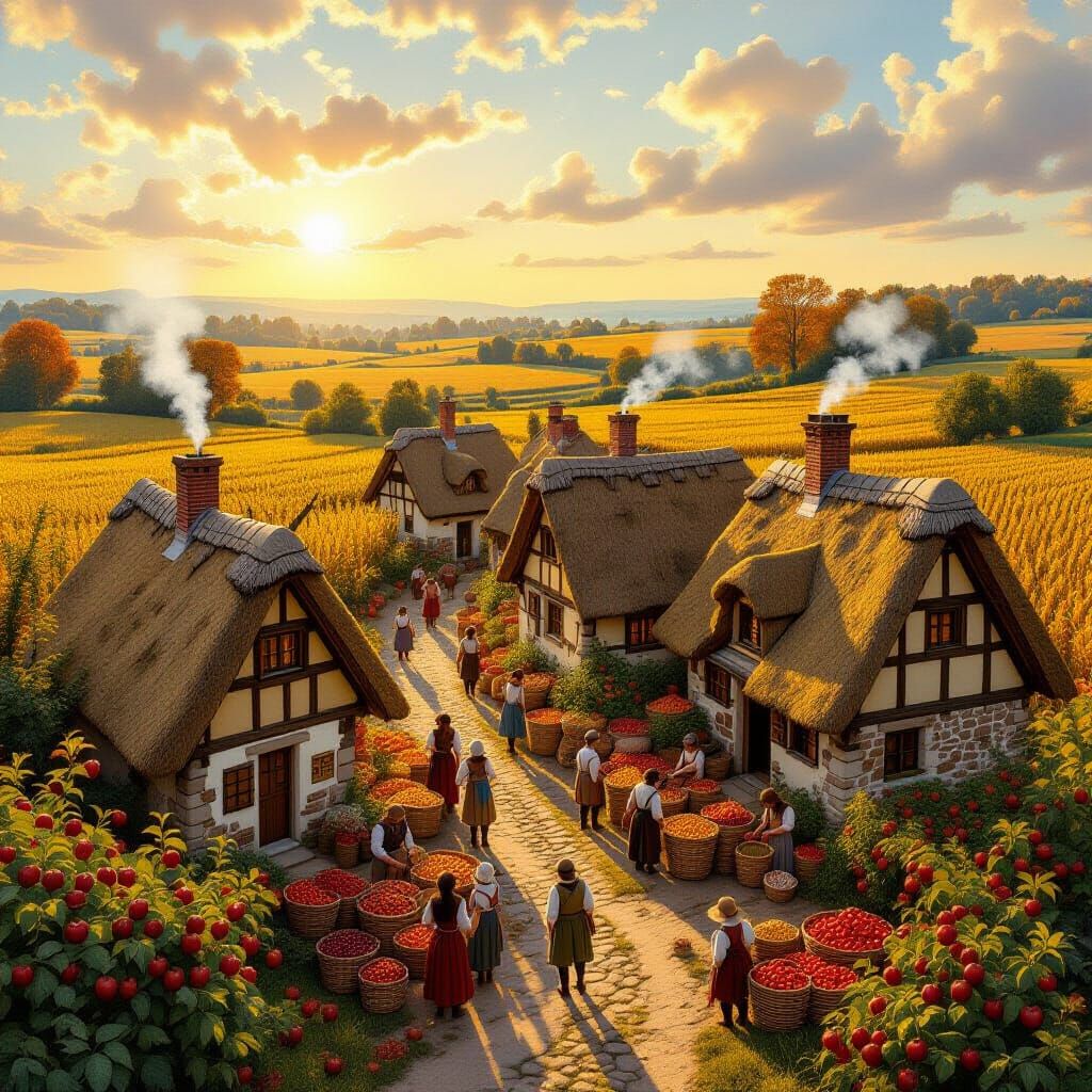 Medieval Autumn Harvest Festival With Graffiti Art