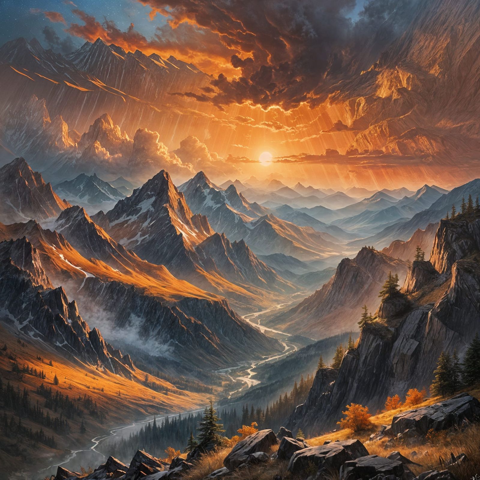 Mountain Twilight: Resilience in Detailed Matte Painting