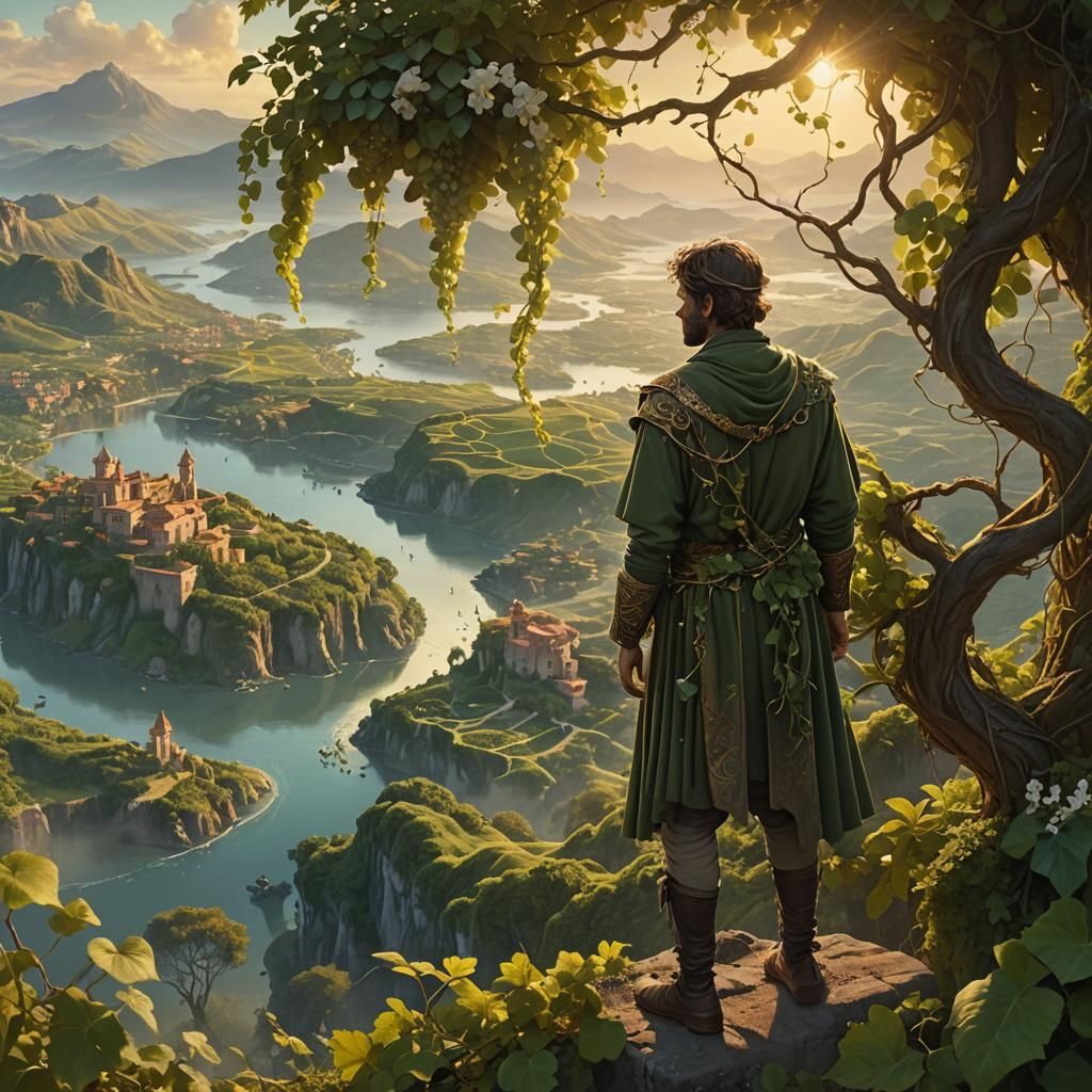 Lush Continent at Sunset: Fantasy Concept Art