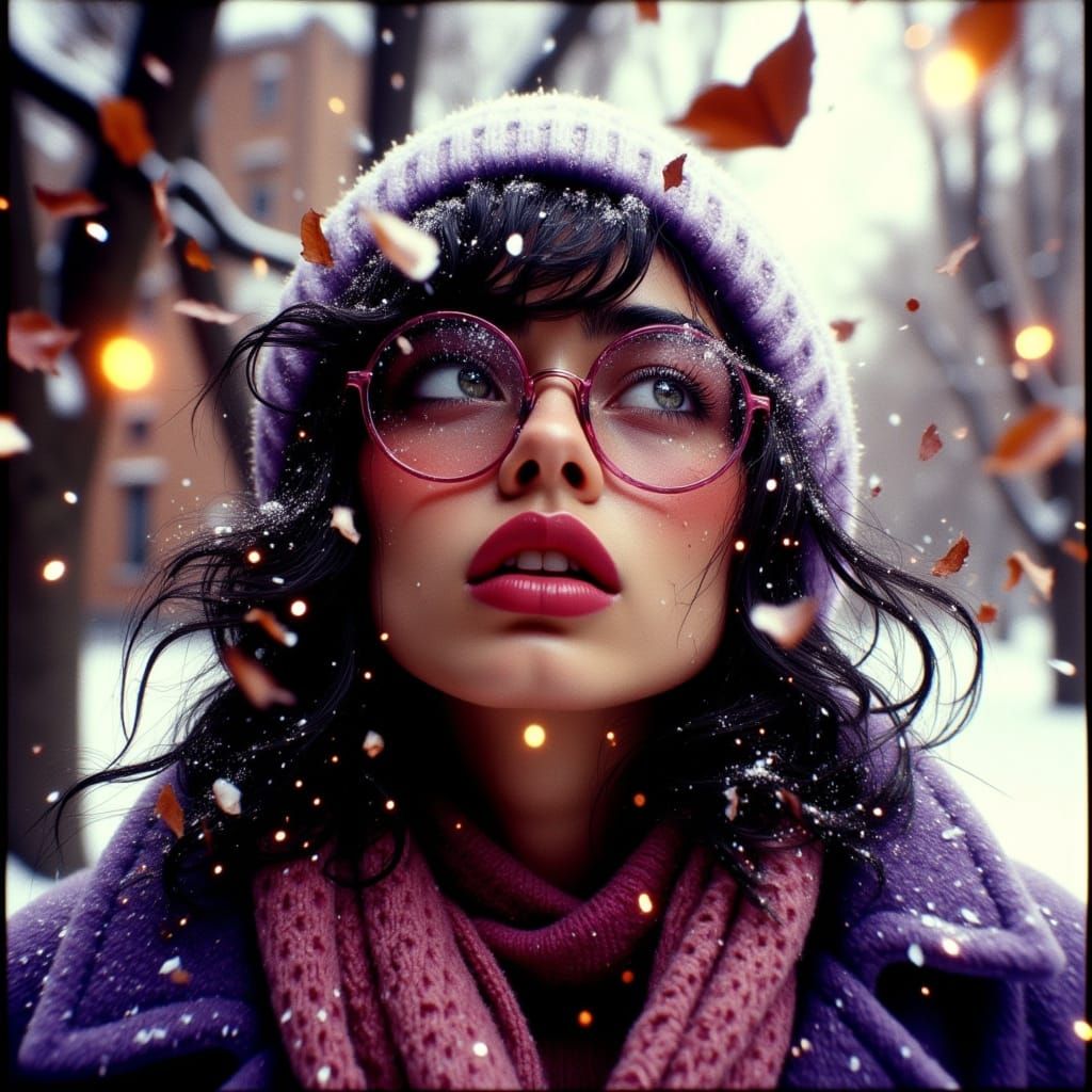 Golden Light on a Stylish Latina in Winter Wonderland