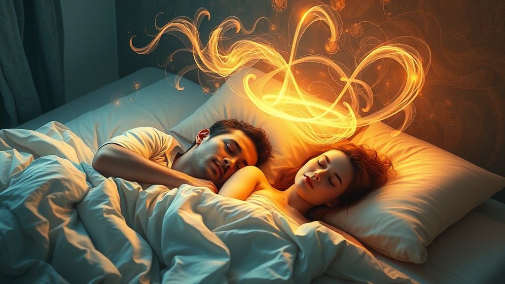 Serene Man's Astral Body Rises Above in Surreal Landscape