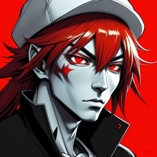 Anime Stoner with Glowing Eyes Holding Globe