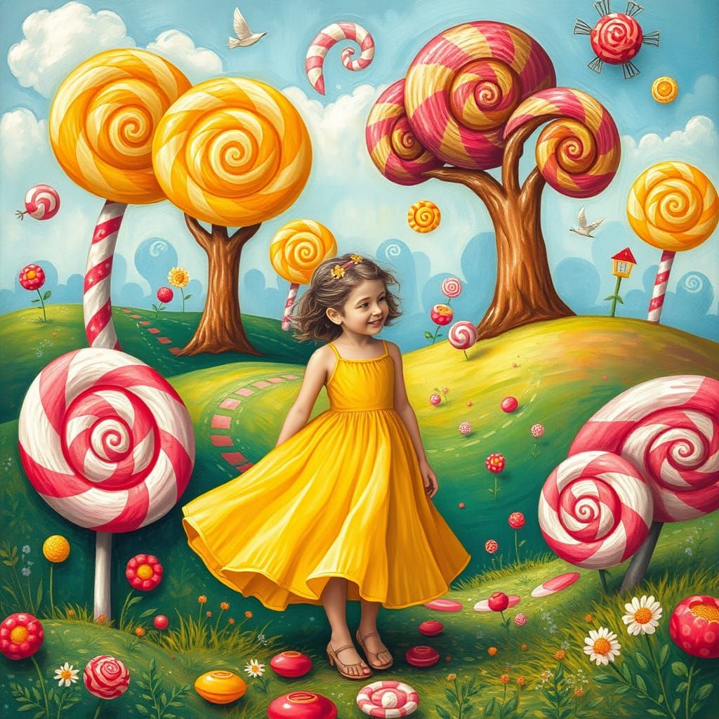Whimsical Girl in Candyland Wonderland