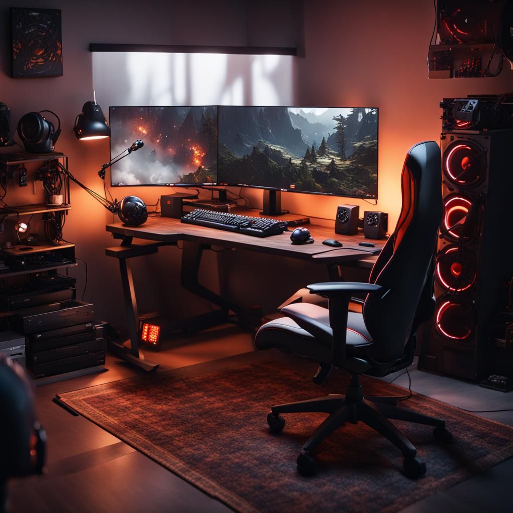 Detailed 3D Gaming PC Setup in 8K Resolution