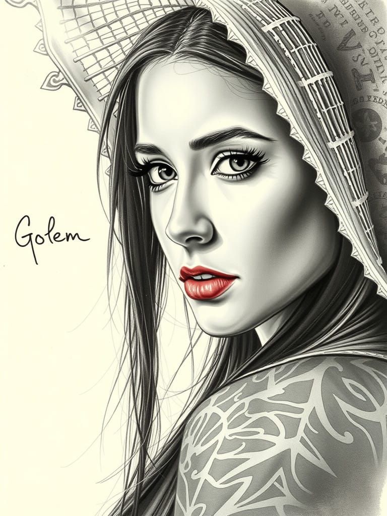 A Timeless Black and White Portrait in Charcoal Drawing Styl...