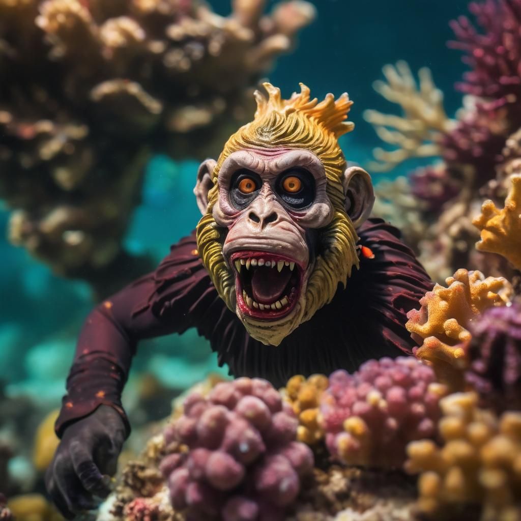 Zombie Monkey Clowns Scuba Diving: Underwater Photography