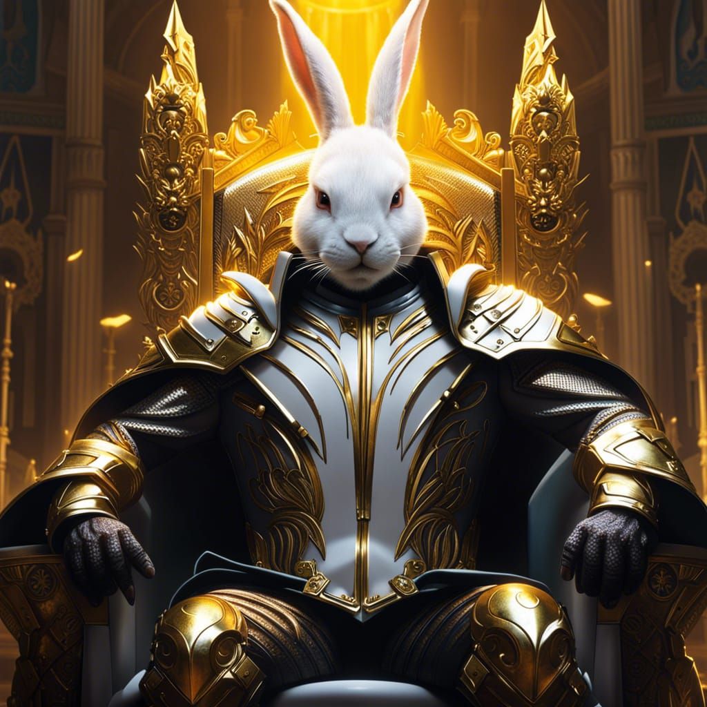 Ferocious Death Metal Rabbit King on Throne