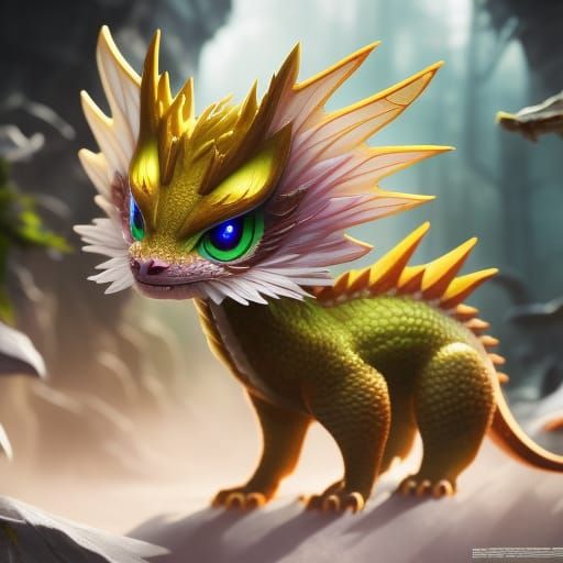 Dandelion with Cute Eyes in Detailed Digital Art