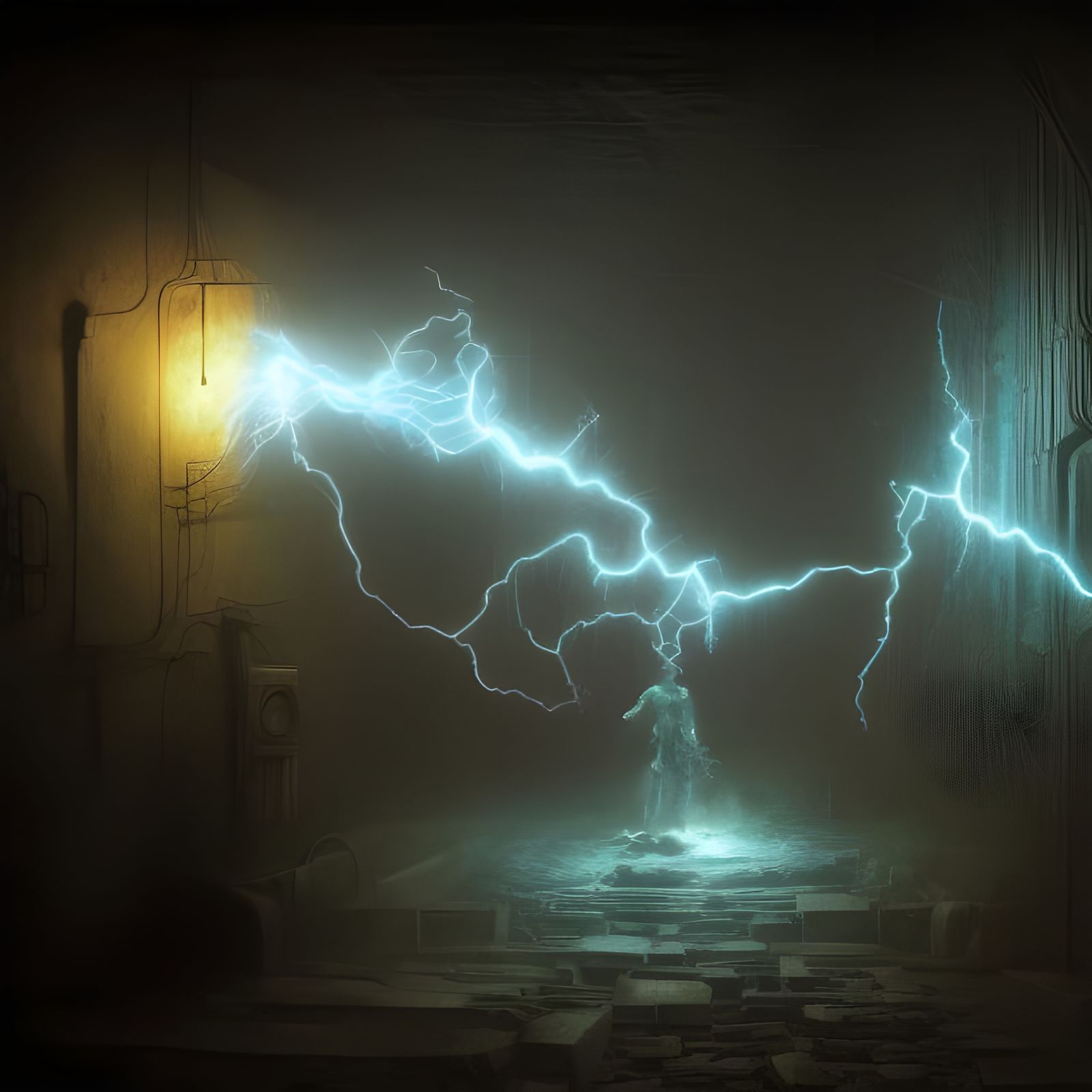 Lightning Being in Electronic Mine Shaft, Rutkowski Style