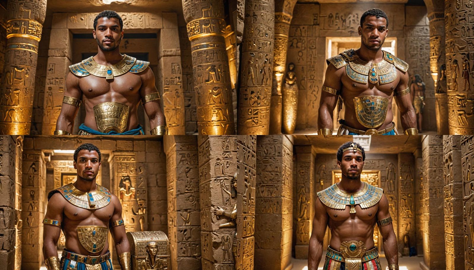 Ancient Egyptian Warrior in Crypt: Hyper-Realistic Photo