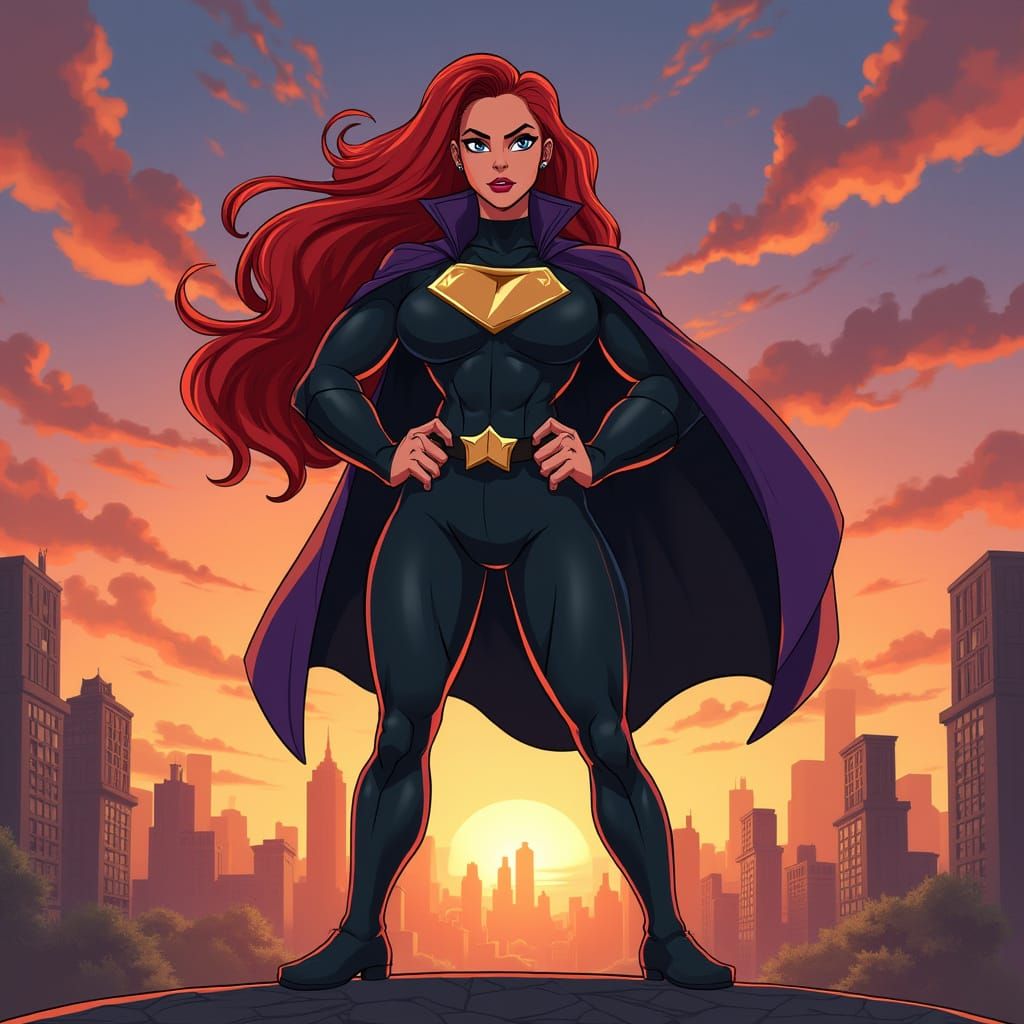 Giantess Superheroine Empowered by Dynamic Cityscape