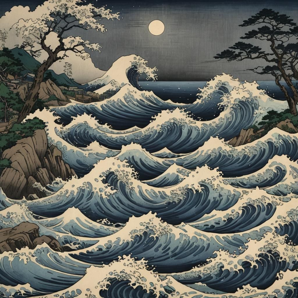 Stormy Coastline at Night: Classic Seascape