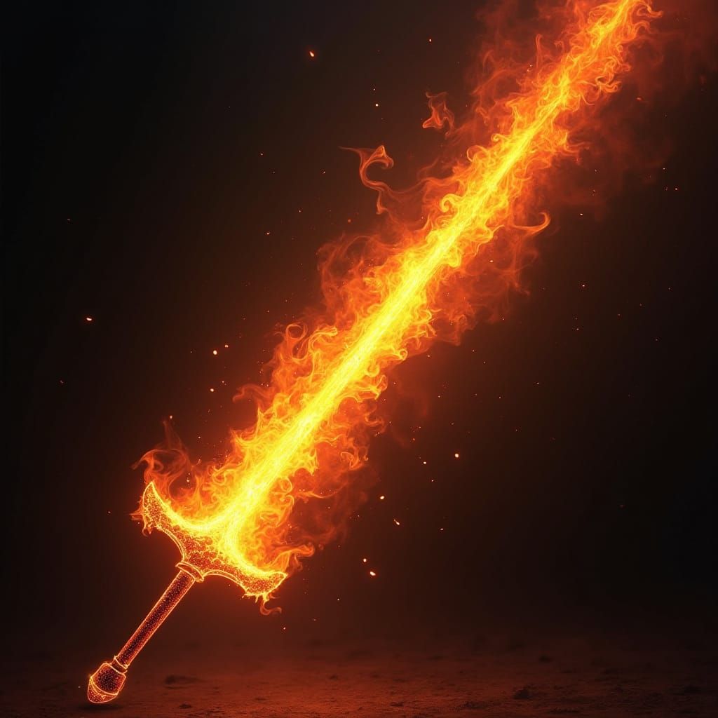 Vibrant, Dancing Flames Converge in a Blazing Sword