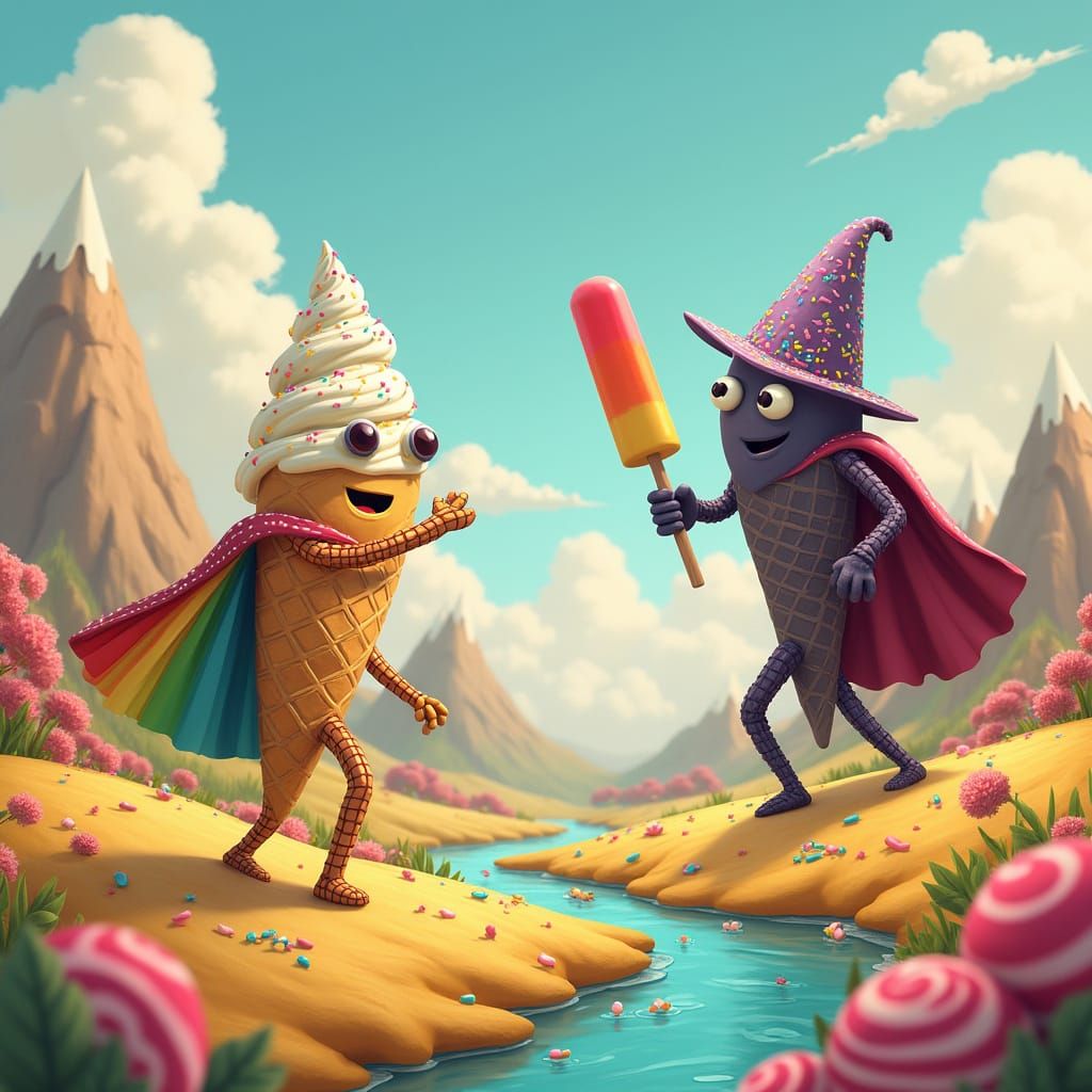 Epic Ice Cream Battle in a Candy Fantasy World