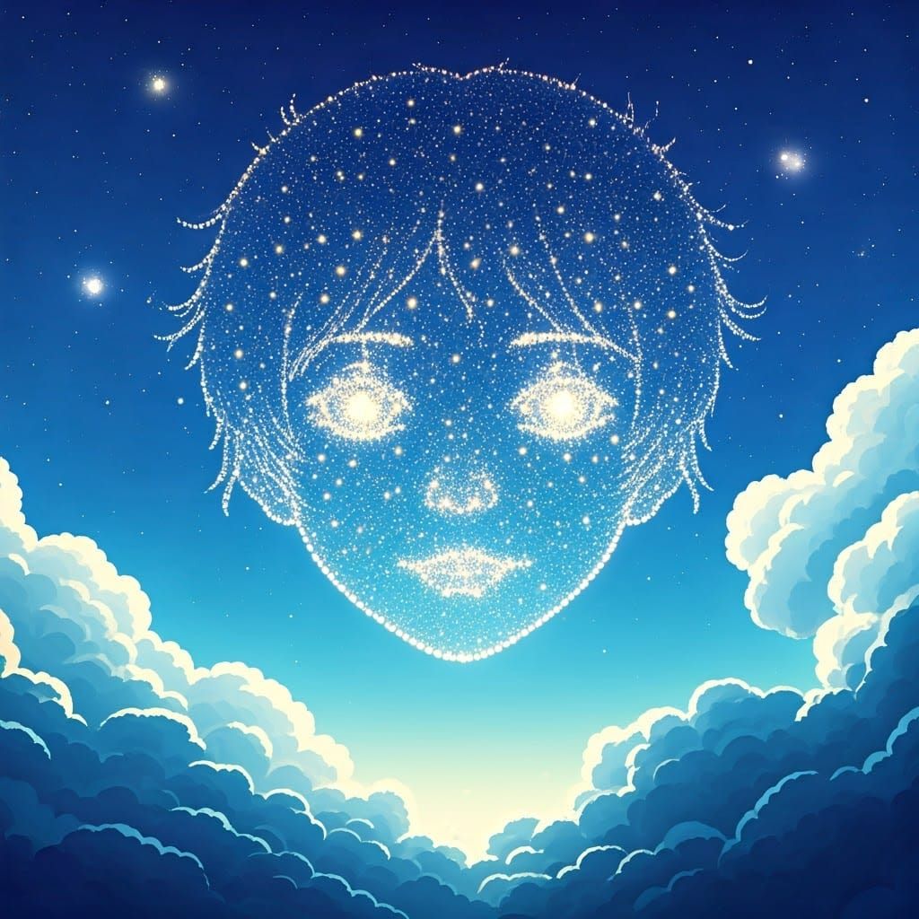 Celestial Anime Portrait in Starlight