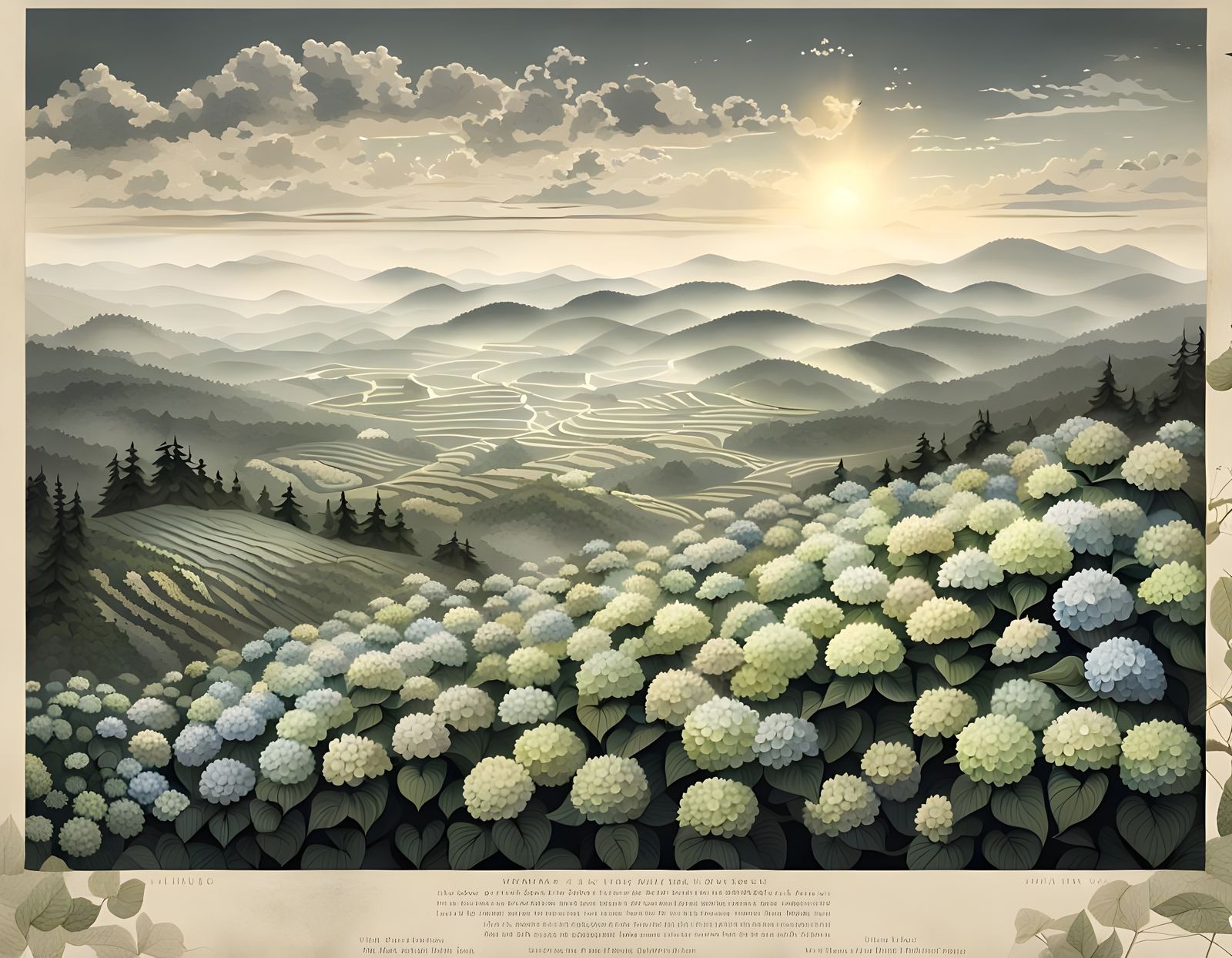 Ethereal Misty Valleys in Soft Grey Light
