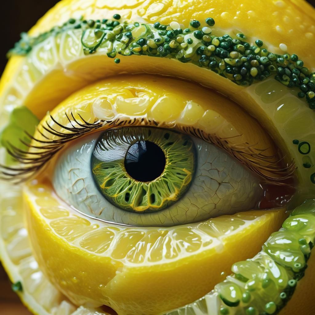 Pointillist Lemon Eye: A Surreal Macro Close-Up