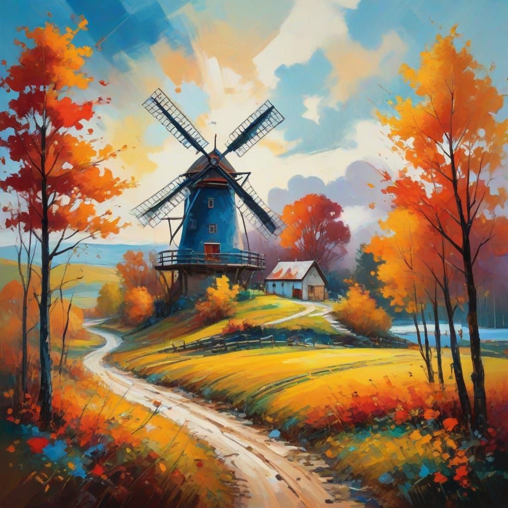 Autumn Landscape in Vibrant Kandinsky Style