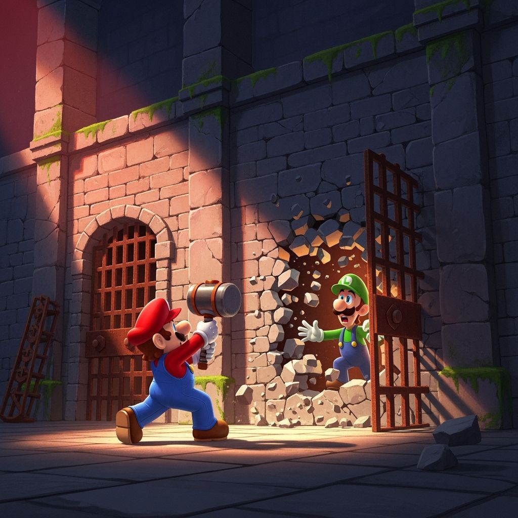 Mario's Whimsical Prison Break: A Stylized Rescue