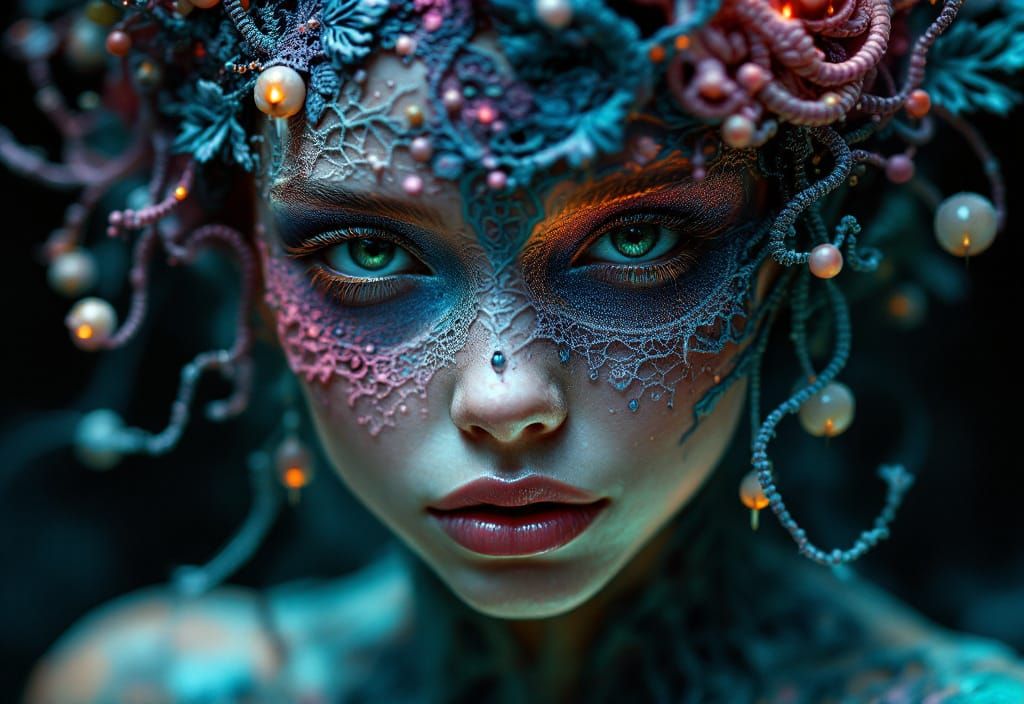 Hyperdetailed Lace Portrait with Dynamic Lighting