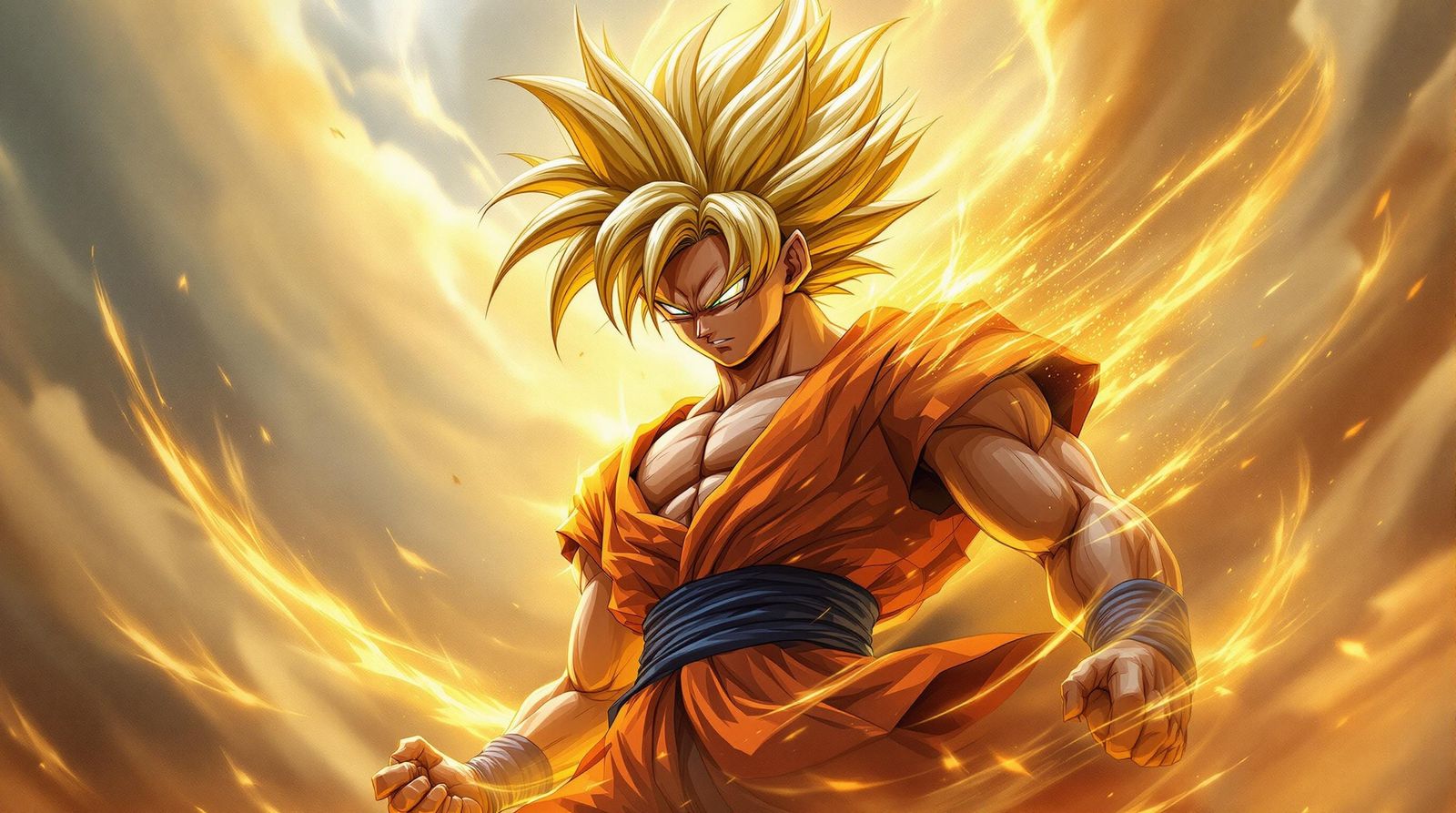 Majestic Super Saiyan Goku in Epic Manga Style