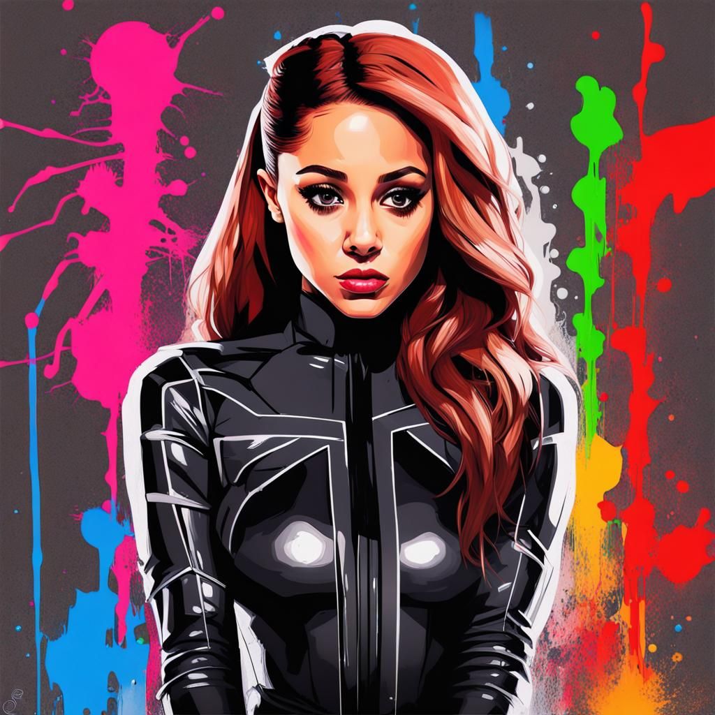 Ariana Grande Black Widow Pose in Graffiti Art