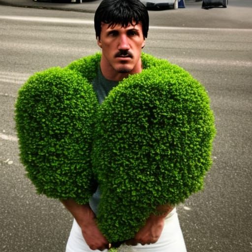 Rocky Balboa as a Hedge Sculpture