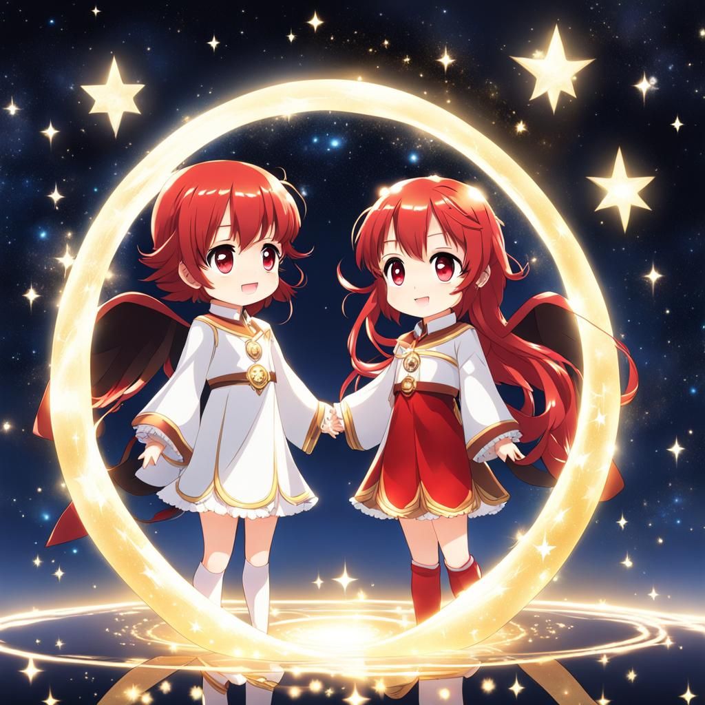 Chibi Angels in Dreamcore Aurora of Light