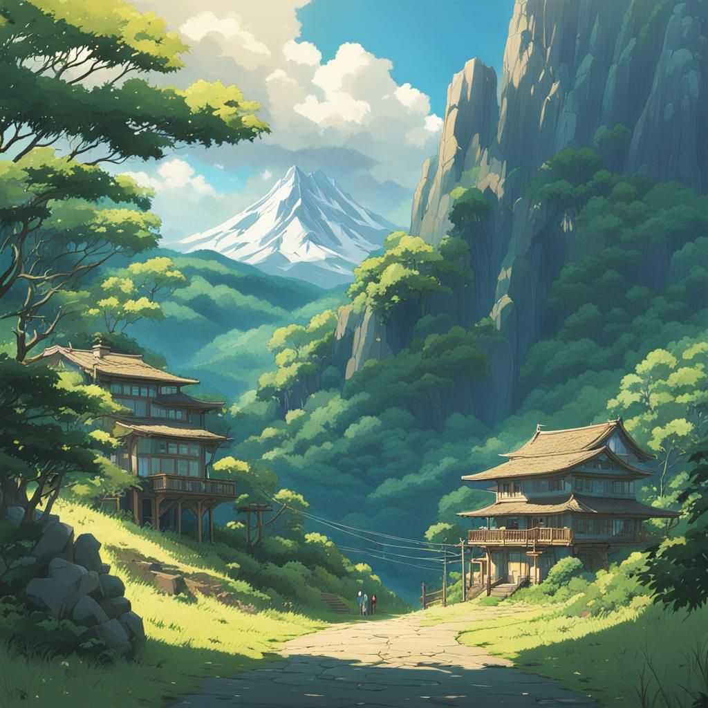Mountains in Anime Key Visual Style