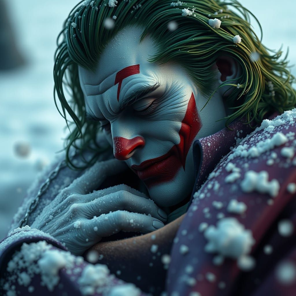 The Joker's Enigmatic Smile in Winter Wonderland