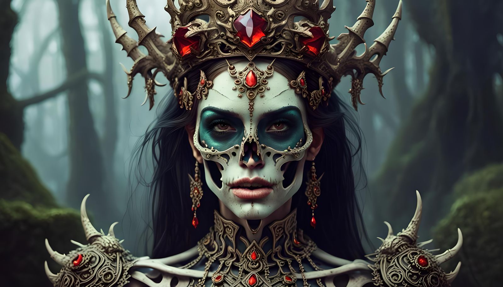 Majestic Skeleton Demoness Portrait in Fantasy Art Style