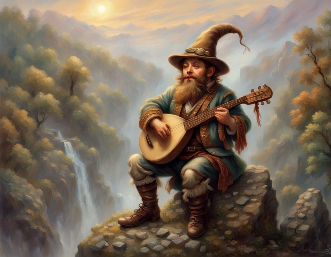 Dwarf Bard with Goblin Fangs in Ethereal Fantasy