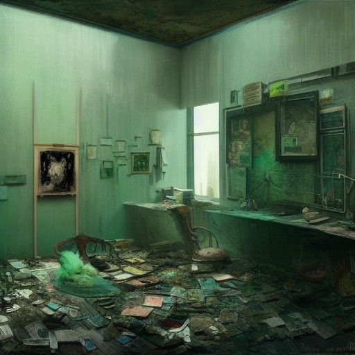 Green Room in Horror Art Style
