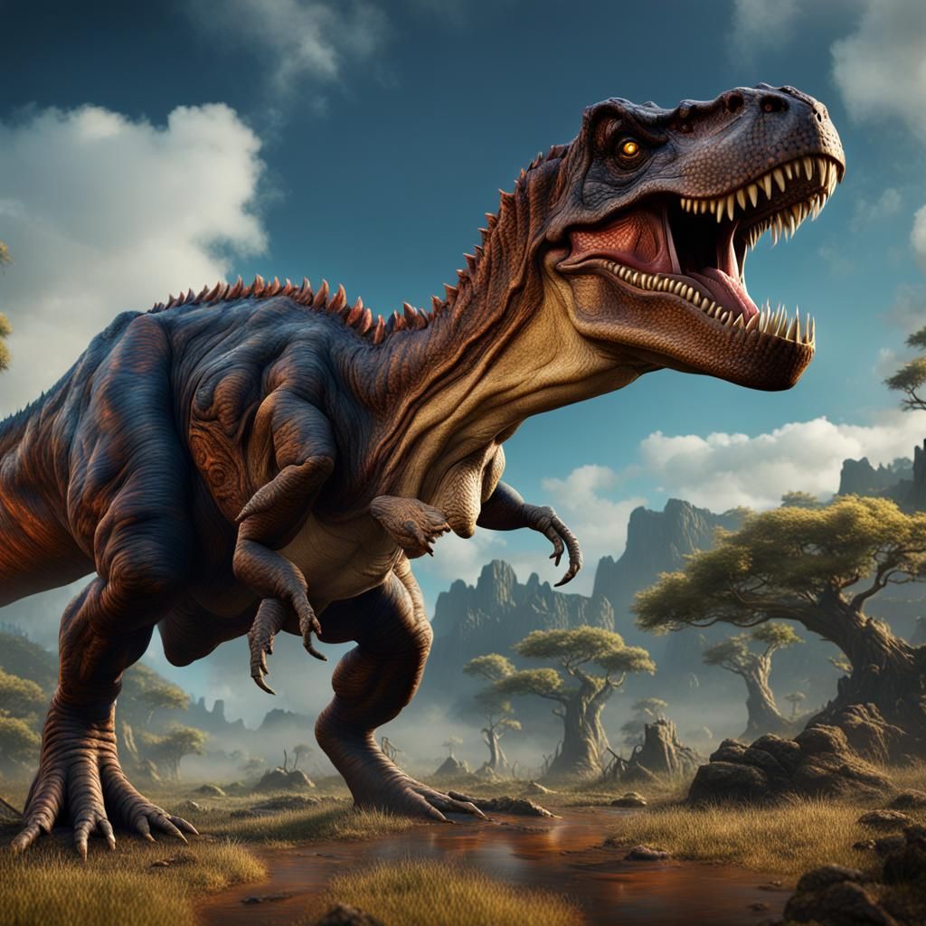 Detailed T-Rex Matte Painting in Unreal Engine