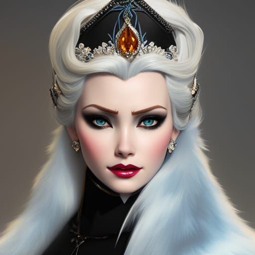 Elsa as Diamond Mistress: Hyperdetailed Art Nouveau Portrait