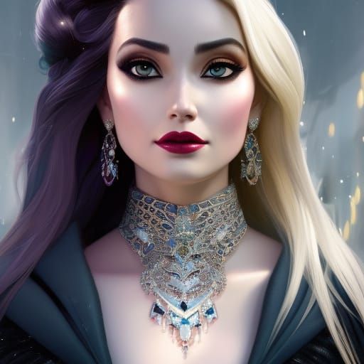 Elsa Mistress of Diamonds Portrait in Art Nouveau Style