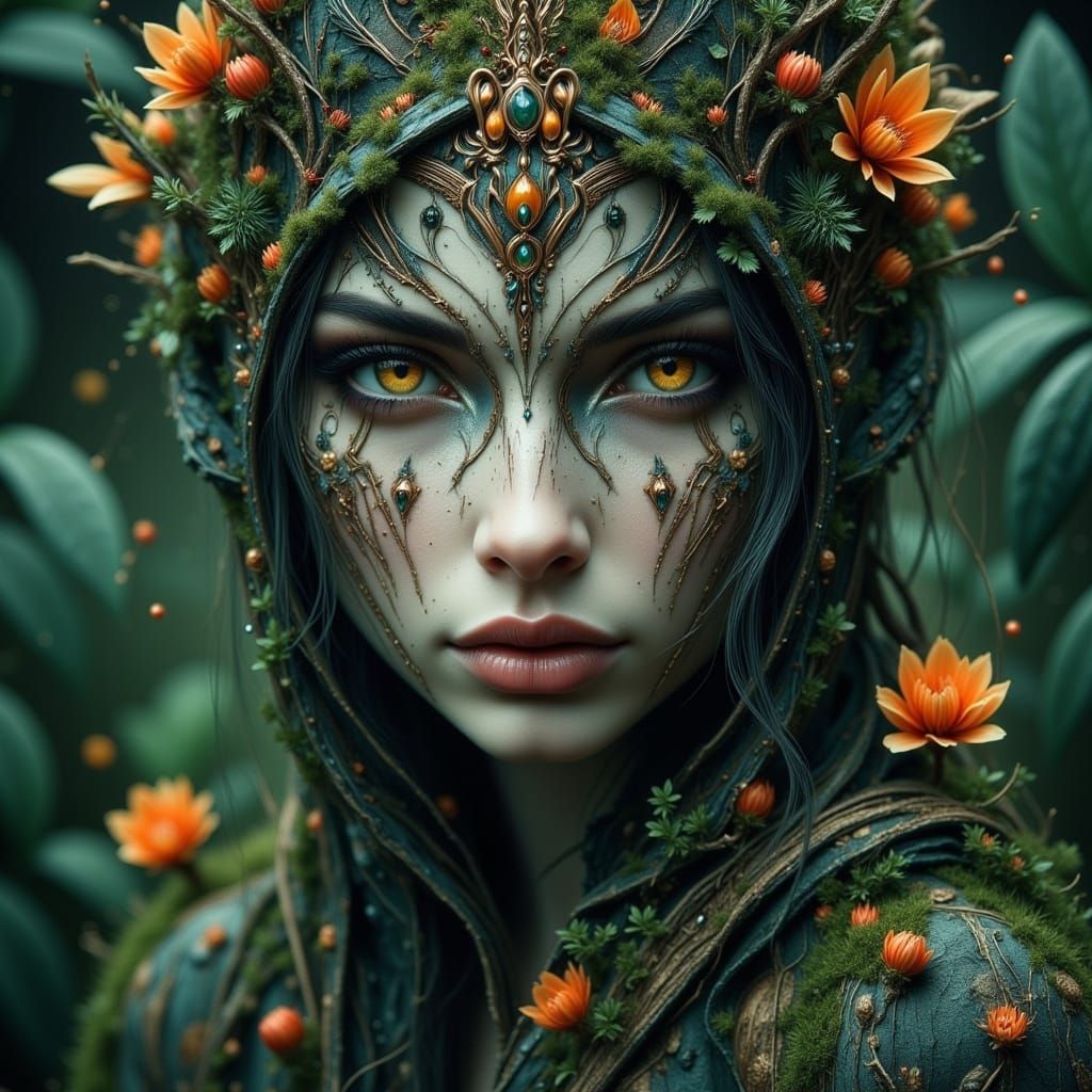 Magical Forest Woman Portrait in Hyperreal Style