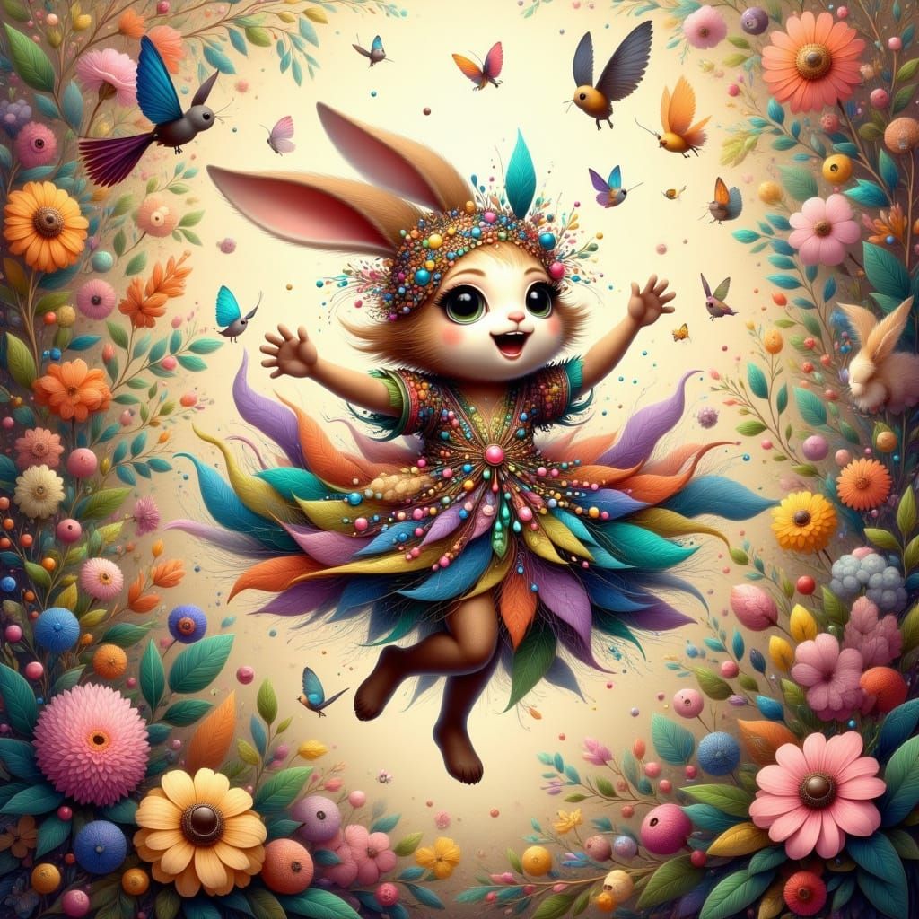 Whimsical Bunny in Jewel-Toned Harem Costume