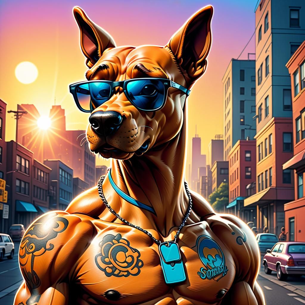 Scooby-Doo with his new tattoo