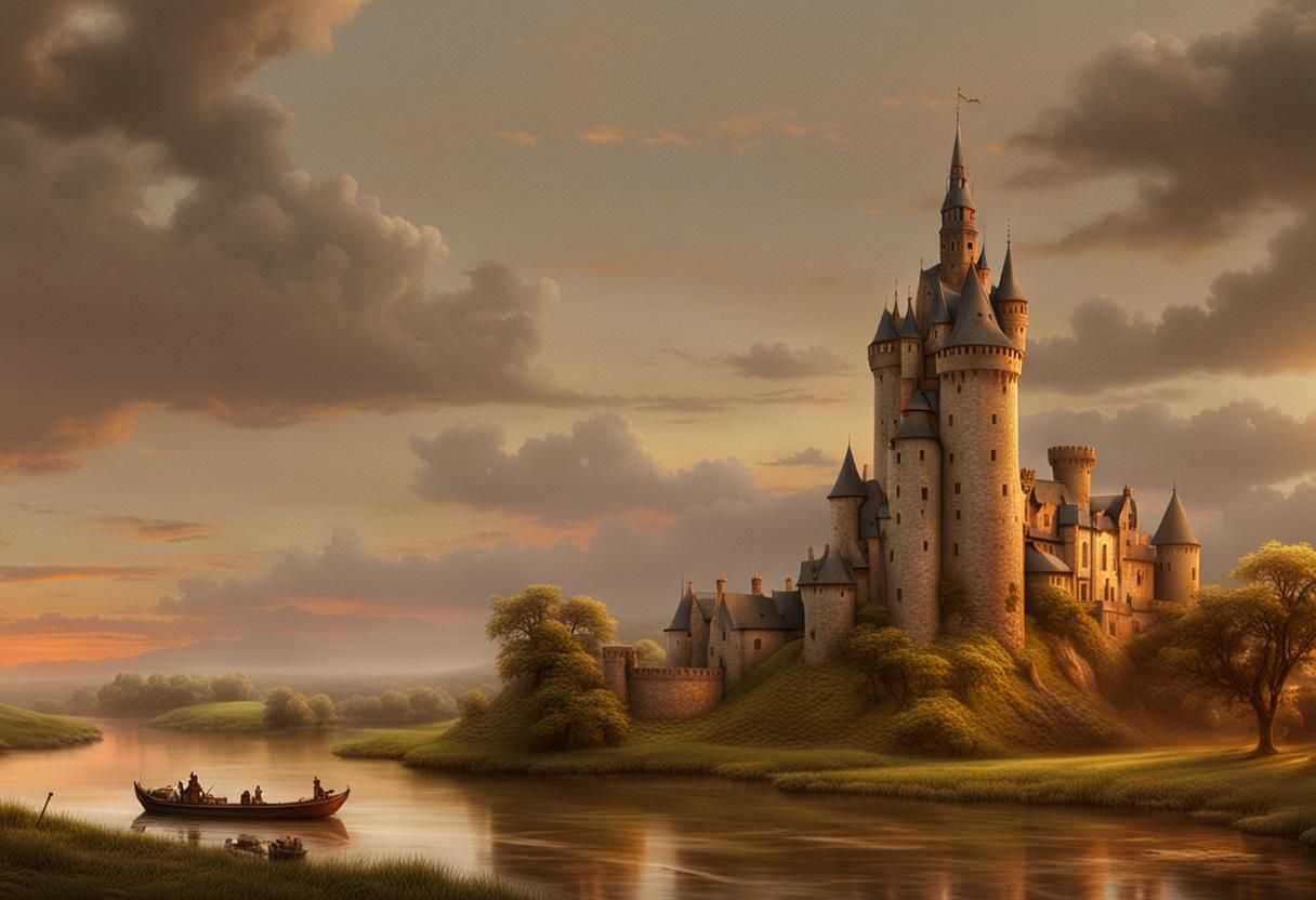 Medieval Castle at Dusk: Epic Digital Painting