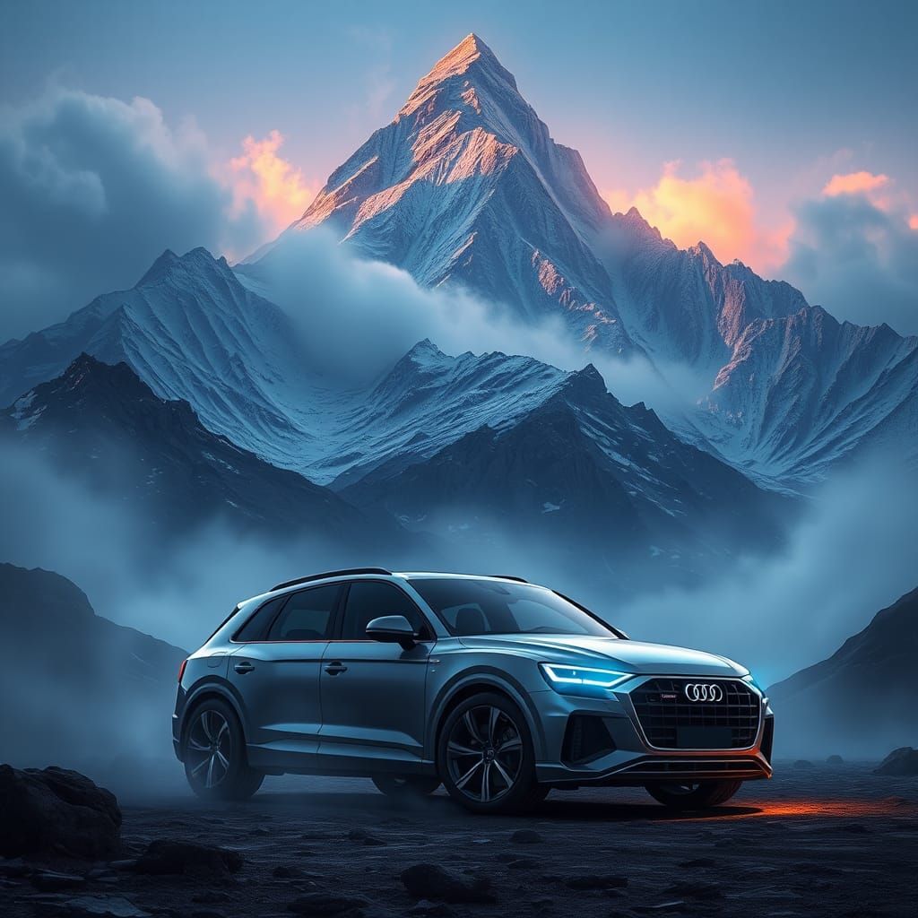Audi Q5 Conquers Mountain in Anime Style