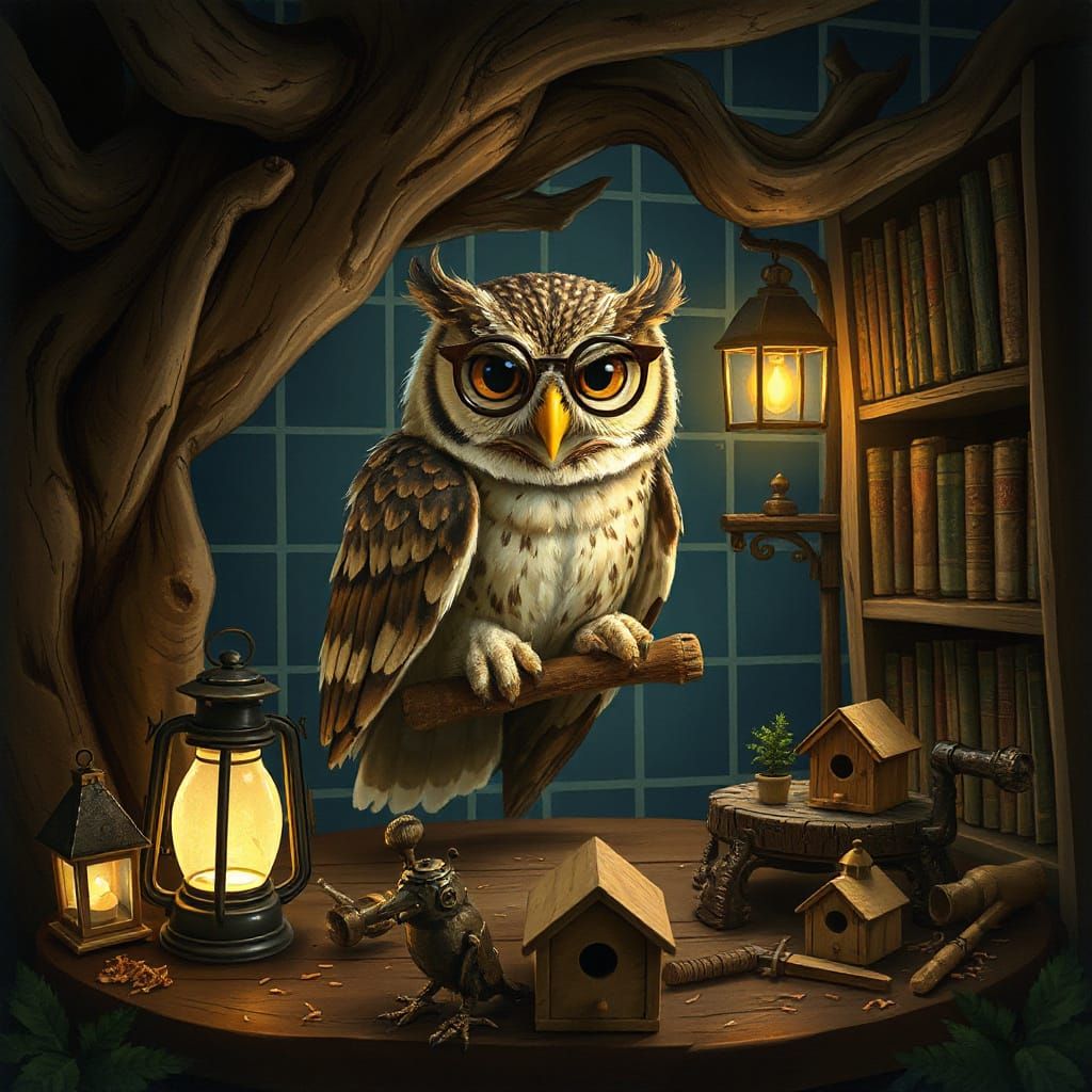 Wise Owl Crafts Miniature Homes in Cozy Library