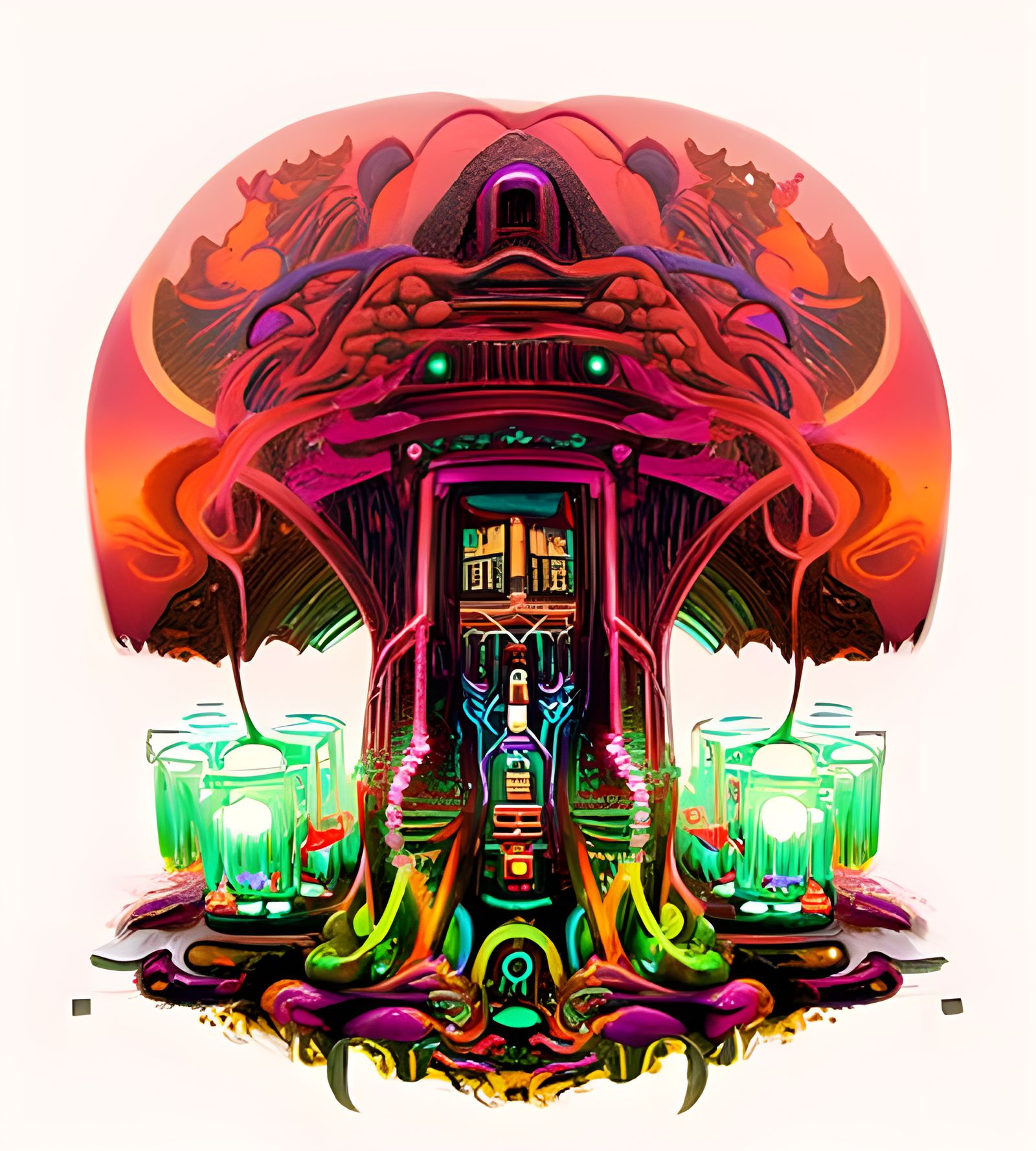 Neon Fantasy Tavern with Bioluminescent Magic