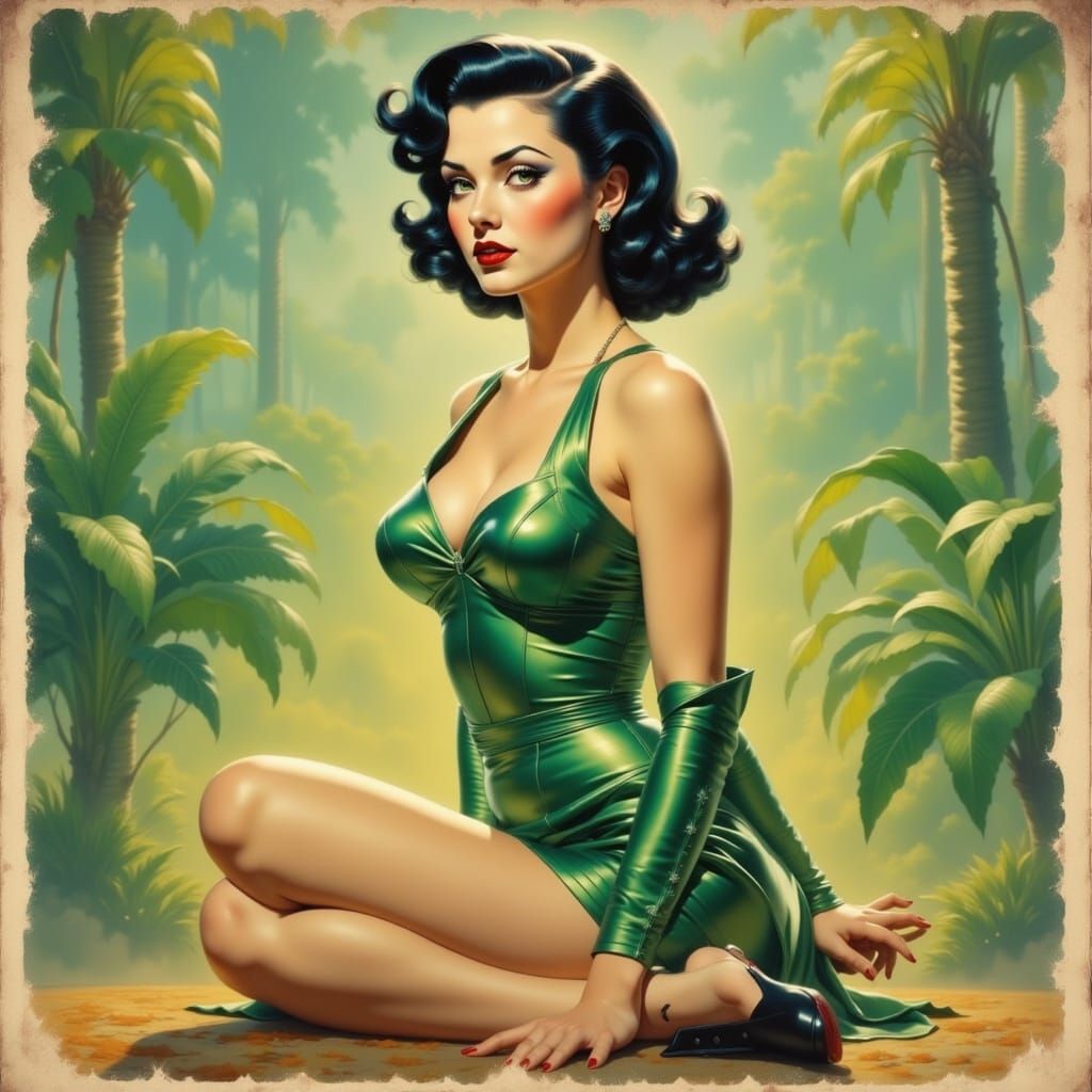 Jane Russell Inspired Retro Pinup in Polaroid Style